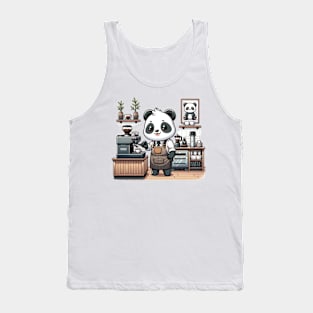 Barista Panda - Brewing Perfection in Cozy Café Tank Top